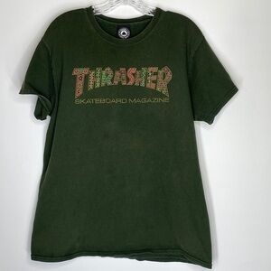 Vintage Thrasher Skateboard Magazine Green Tshirt Large